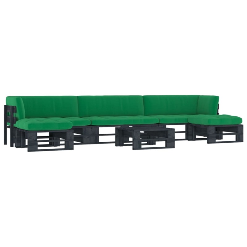 vidaXL Muebles de palés 6 pzas y cojines madera pino impregnada negro vidaXL Muebles de palés 6 pzas y cojines madera pino impregnada negro