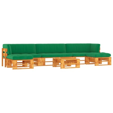 vidaXL Muebles de palets 6 pzas y cojines madera pino impregnada miel