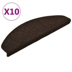 vidaXL Alfombra autoadhesiva escalera 10 uds 65x21x4 cm marrón oscuro