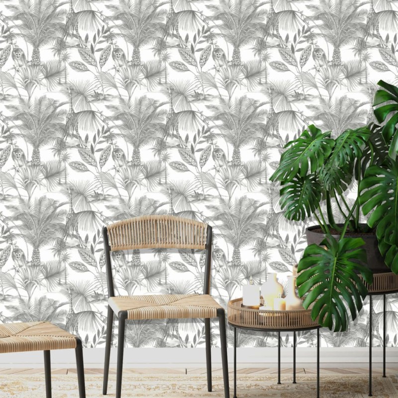 DUTCH WALLCOVERINGS Papel de pared Kidatu gris y blanco DUTCH WALLCOVERINGS Papel de pared Kidatu gris y blanco