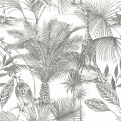 DUTCH WALLCOVERINGS Papel de pared Kidatu gris y blanco