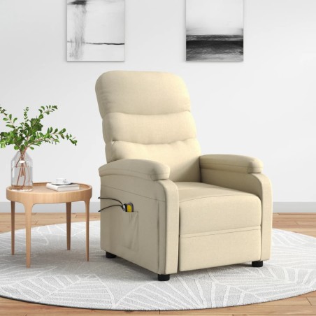 vidaXL Sillón de masaje eléctrico tela color crema