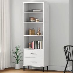 vidaXL Librería con 2 cajones OSLO madera maciza blanco 60x35x180 cm
