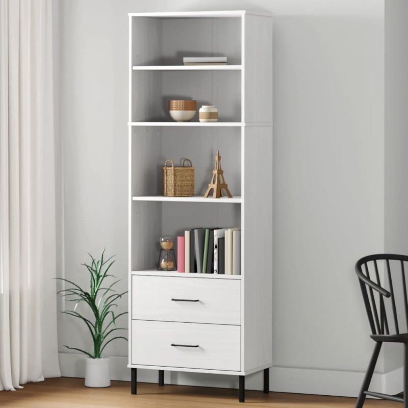 vidaXL Librería con 2 cajones OSLO madera maciza blanco 60x35x180 cm vidaXL Librería con 2 cajones OSLO madera maciza blanco 60x35x180 cm
