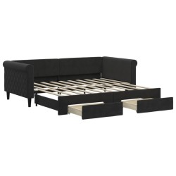 vidaXL Sofá cama nido con cajones terciopelo negro 90x190 cm