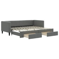 vidaXL Sofá cama nido con cajones tela gris oscuro 80x200 cm