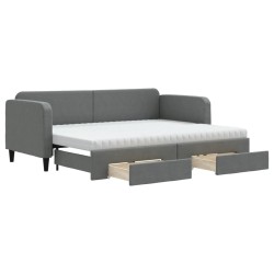 vidaXL Sofá cama nido con cajones tela gris oscuro 80x200 cm