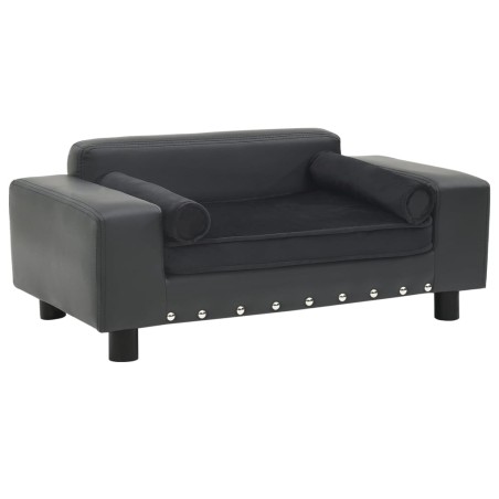 vidaXL Sofá para perros felpa y cuero sintético gris oscuro 81x43x31cm