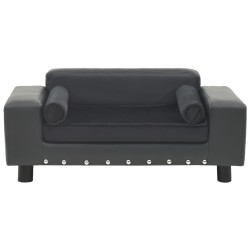 vidaXL Sofá para perros felpa y cuero sintético gris oscuro 81x43x31cm