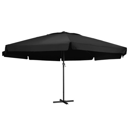 vidaXL Sombrilla de jardín con palo de aluminio negro 600 cm 