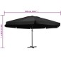 vidaXL Sombrilla de jardín con palo de aluminio negro 600 cm 