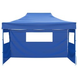 vidaXL Carpa plegable profesional con 3 paredes acero azul 3x4 m