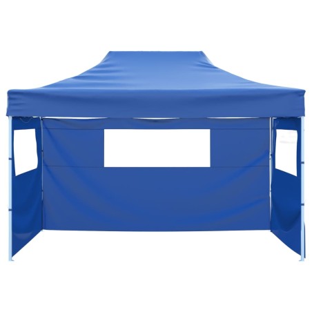 vidaXL Carpa plegable profesional con 3 paredes acero azul 3x4 m