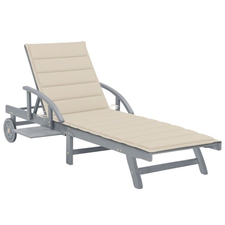 vidaXL Tumbona de jardín con cojín madera maciza de acacia 