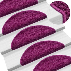 vidaXL Alfombras de peldaños de escalera 15 uds violeta 56x17x3 cm