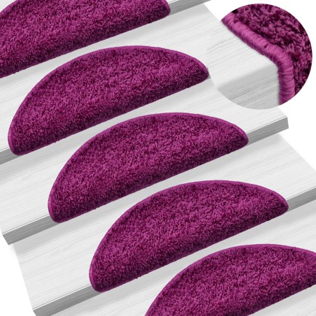 vidaXL Alfombras de peldaños de escalera 15 uds violeta 56x17x3 cm
