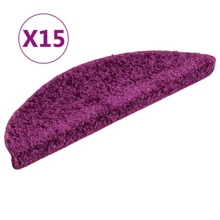 vidaXL Alfombras de peldaños de escalera 15 uds violeta 56x17x3 cm
