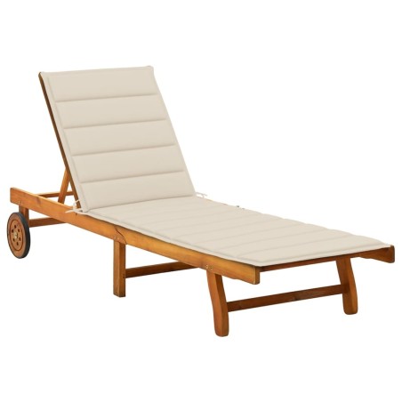 vidaXL Tumbona de jardín con cojín madera maciza de acacia 