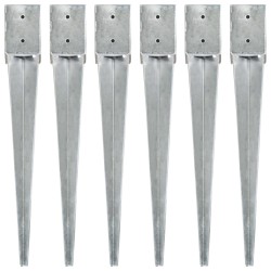 vidaXL Picas de tierra 6 uds acero galvanizado plateado 10x10x76 cm