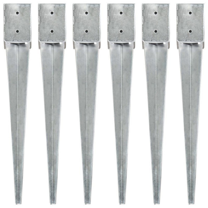 vidaXL Picas de tierra 6 uds acero galvanizado plateado 10x10x76 cm vidaXL Picas de tierra 6 uds acero galvanizado plateado 10x10x76 cm