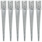 vidaXL Picas de tierra 6 uds acero galvanizado plateado 10x10x76 cm vidaXL Picas de tierra 6 uds acero galvanizado plateado 10x10x76 cm