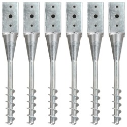 vidaXL Picas de tierra 6 unidades acero galvanizado plateado 7x7x56 cm
