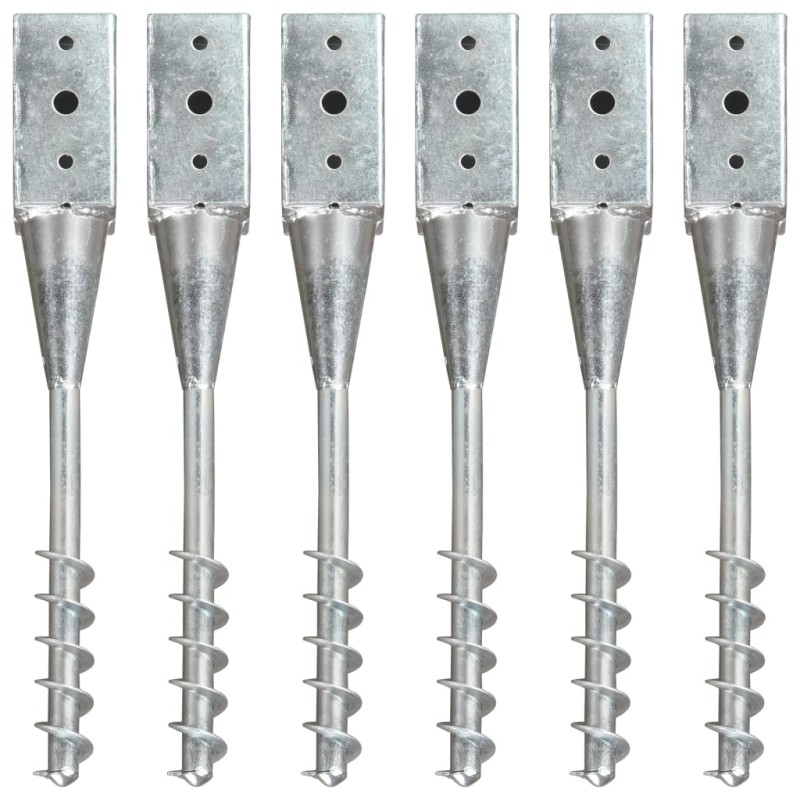 vidaXL Picas de tierra 6 unidades acero galvanizado plateado 7x7x56 cm vidaXL Picas de tierra 6 unidades acero galvanizado plateado 7x7x56 cm