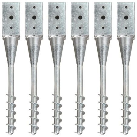 vidaXL Picas de tierra 6 unidades acero galvanizado plateado 7x7x56 cm