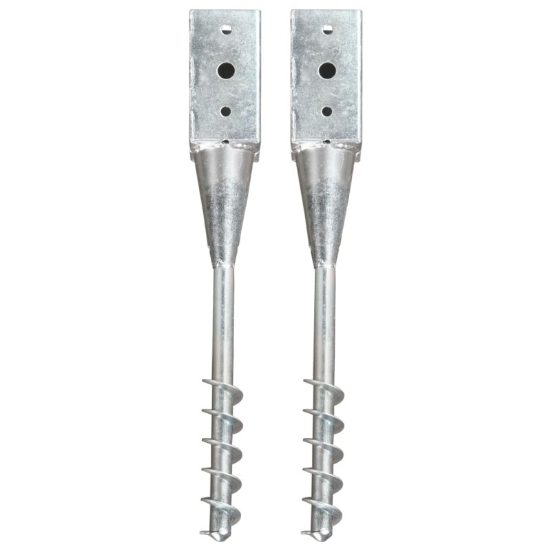 vidaXL Picas de tierra 2 uds acero galvanizado plateado 10x10x57 cm vidaXL Picas de tierra 2 uds acero galvanizado plateado 10x10x57 cm