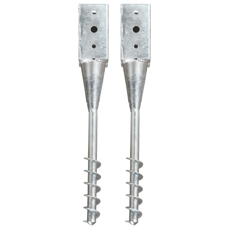 vidaXL Picas de tierra 2 uds acero galvanizado plateado 10x10x57 cm