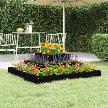 vidaXL Jardinera de madera maciza de pino negro 80x80x27 cm
