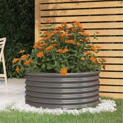 vidaXL Jardinera de acero con recubrimiento en polvo gris 80x80x36 cm