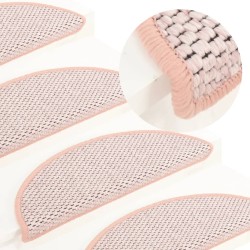 vidaXL Alfombrilla autoadhesiva escalera sisal 15 uds roja 56x17x3 cm