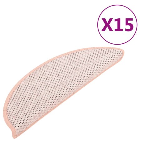 vidaXL Alfombrilla autoadhesiva escalera sisal 15 uds roja 56x17x3 cm