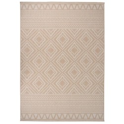 vidaXL Alfombra de exterior de tejido plano rayas marrones 140x200 cm