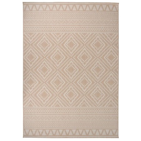 vidaXL Alfombra de exterior de tejido plano rayas marrones 140x200 cm