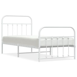 vidaXL Estructura cama metal con cabecero y pie cama blanca 90x190 cm