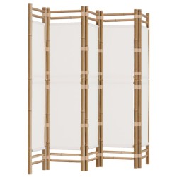 vidaXL Biombo plegable de 5 paneles bambú y lona 200 cm