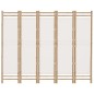 vidaXL Biombo plegable de 5 paneles bambú y lona 200 cm vidaXL Biombo plegable de 5 paneles bambú y lona 200 cm