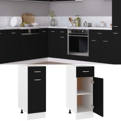 vidaXL Armario inferior cajón de cocina madera de ingeniería negro