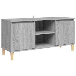 vidaXL Mesita de noche patas madera maciza gris Sonoma 103,5x35x50 cm