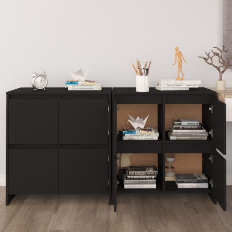 vidaXL Aparadores 2 unidades madera ingeniería negro 70x41x75 cm