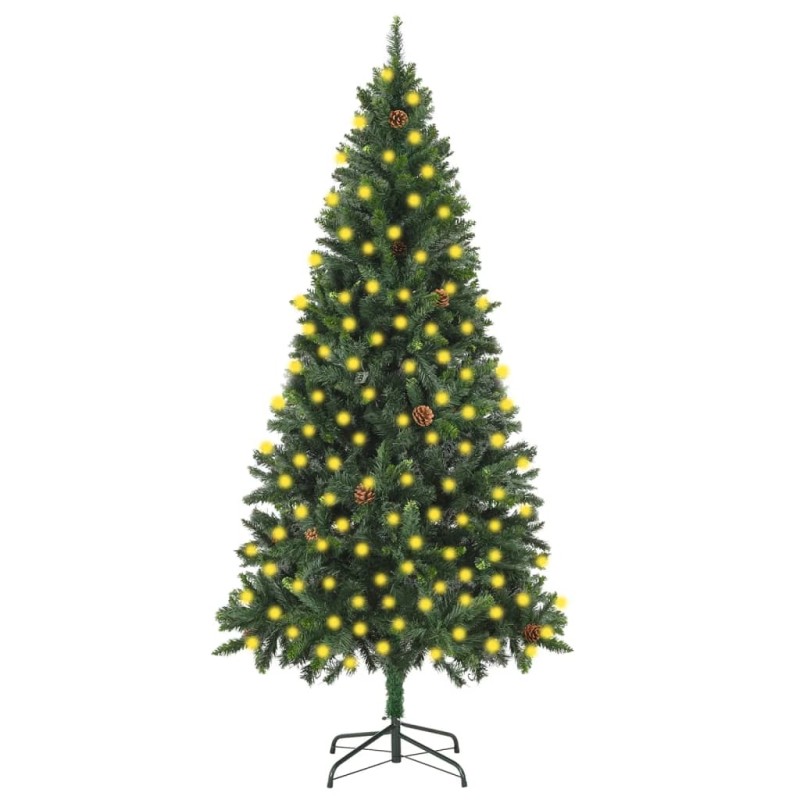 vidaXL Árbol de Navidad artificial iluminado con luces y piñas 210 cm vidaXL Árbol de Navidad artificial iluminado con luces y piñas 210 cm