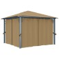 vidaXL Cenador con cortina gris taupe aluminio 300x300 cm vidaXL Cenador con cortina gris taupe aluminio 300x300 cm