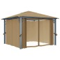 vidaXL Cenador con cortina gris taupe aluminio 300x300 cm vidaXL Cenador con cortina gris taupe aluminio 300x300 cm
