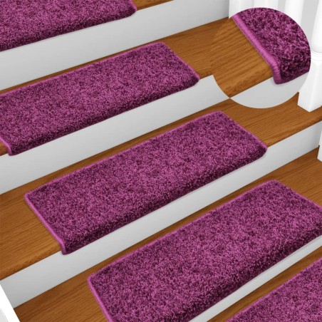 vidaXL Alfombras de peldaños de escalera 15 uds violeta 65x21x4 cm