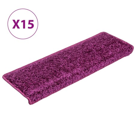 vidaXL Alfombras de peldaños de escalera 15 uds violeta 65x21x4 cm