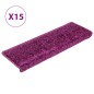 vidaXL Alfombras de peldaños de escalera 15 uds violeta 65x21x4 cm