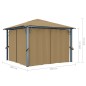 vidaXL Cenador con cortina gris taupe aluminio 300x300 cm vidaXL Cenador con cortina gris taupe aluminio 300x300 cm