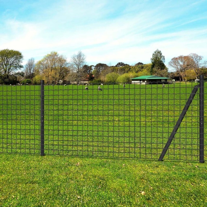 vidaXL Euro Valla de acero gris 10x0,8 m vidaXL Euro Valla de acero gris 10x0,8 m